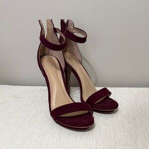 Windsor Deep Red Ankle Strap Heels